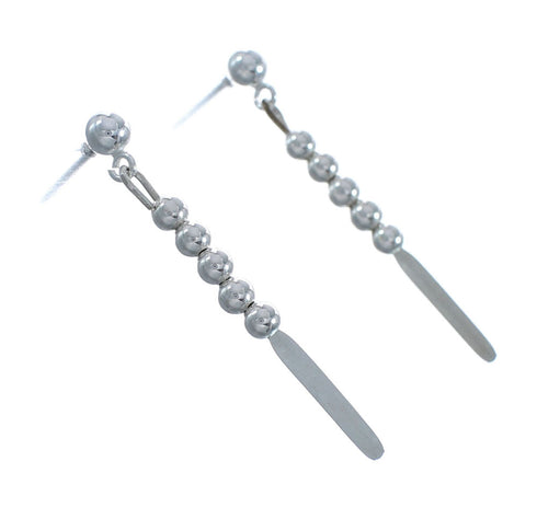 Genuine Sterling Silver Navajo Bead Post Dangle Earrings AX127597
